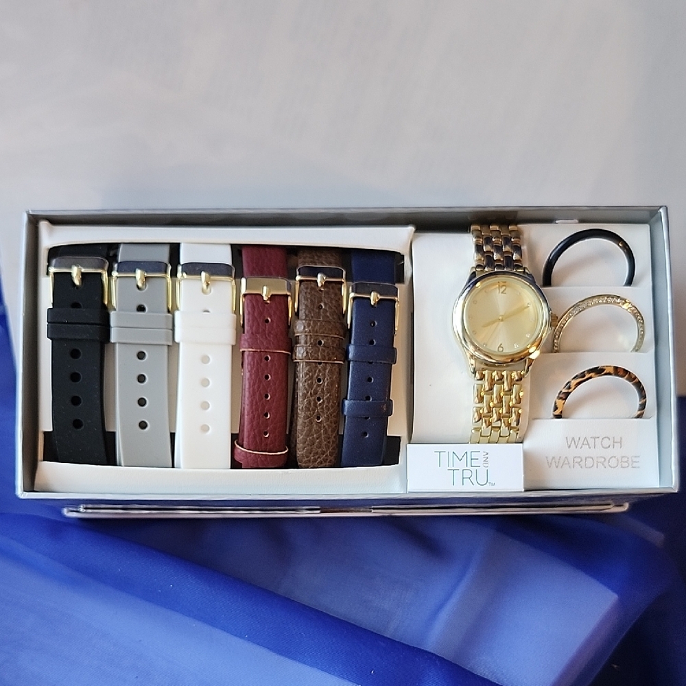 Time and Tru Gold Watch with Interchangeable Bands